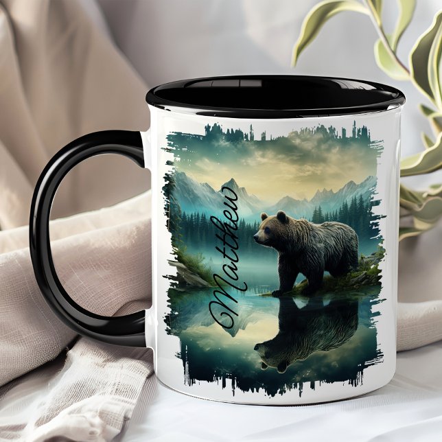Taza Reflexión del bosque del oso pardo grizzly (Subido por el creador)