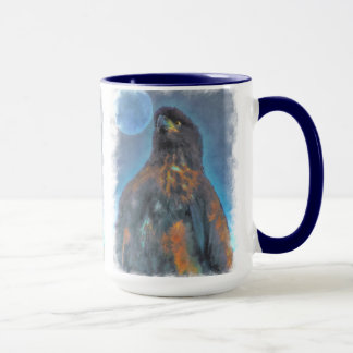 Taza Regal Jóven águila calva y pintura lunar