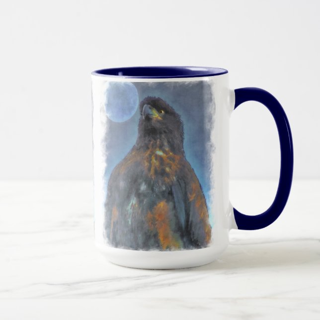 Taza Regal Jóven águila calva y pintura lunar (Derecha)