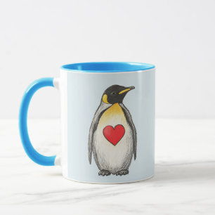 Taza Regalo bonito, pingüino rey con corazón, texto pro