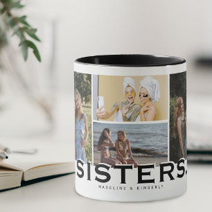 Taza REGALO Collage de Fotos Moderno HERMANAS 8