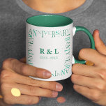 Taza Regalo de aniversario de bodas de veinte años Esme<br><div class="desc">Taza de café de aniversario de bodas de veinte años única y moderna. Personalice y personaliza fácilmente con iniciales y año (s) para amigos especiales,  parejas,  padres o su esposo / esposa. Asegúrese de revisar el resto de mi colección para obtener más ideas de regalos.</div>