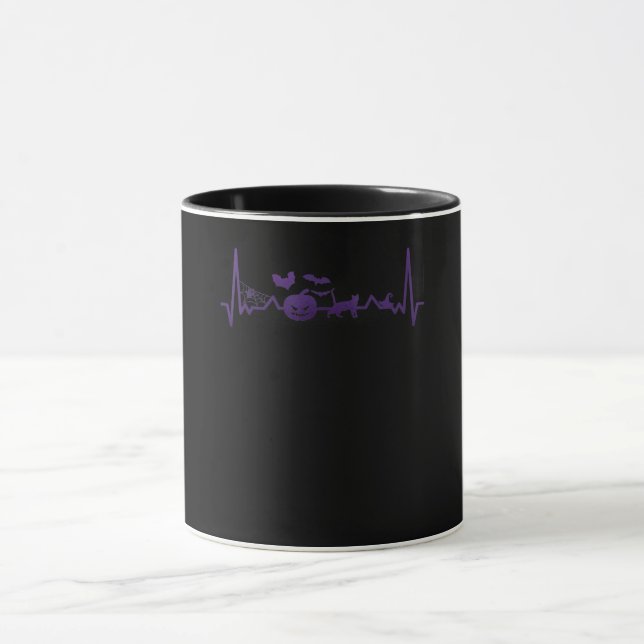 Taza Regalo de araña | Divertido Heartbeat Line Hallowe (Centro)