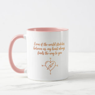 Taza Regalo de brújula del corazón para relación a dist