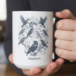 Taza Regalo de Cráneo de Luna Cuervo Gótico Dark Academ