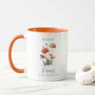 Taza Regalo de cumpleaños de amapola de flor del mes de