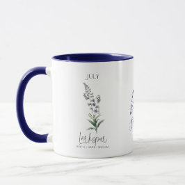 Taza Regalo de cumpleaños de Larkspur Flor del mes de n
