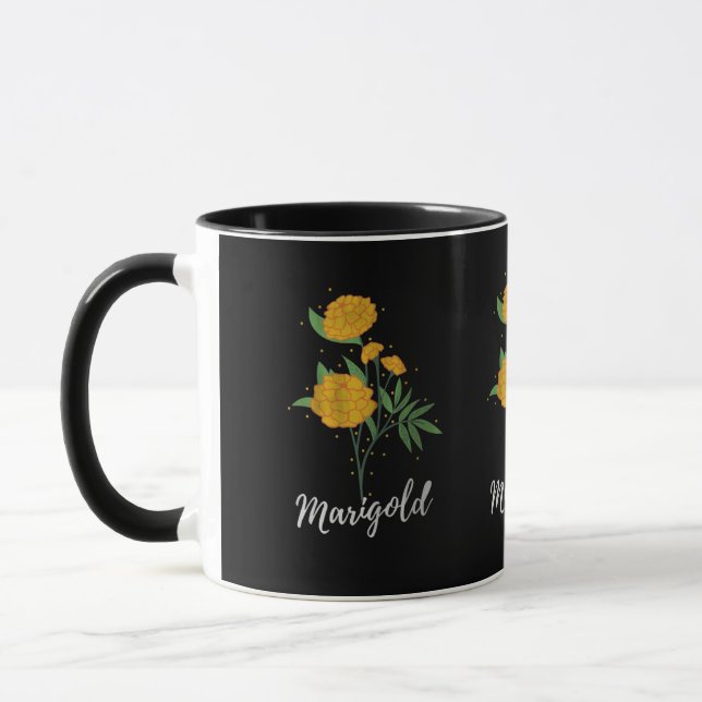 Taza Regalo de cumpleaños de octubre marigold flor vint (Izquierda)