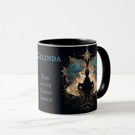 Taza Regalo de cumpleaños Gemini Añadir nombre Café neg