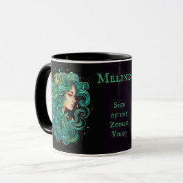 Taza Regalo de cumpleaños Virgo Añadir nombre Café Negr