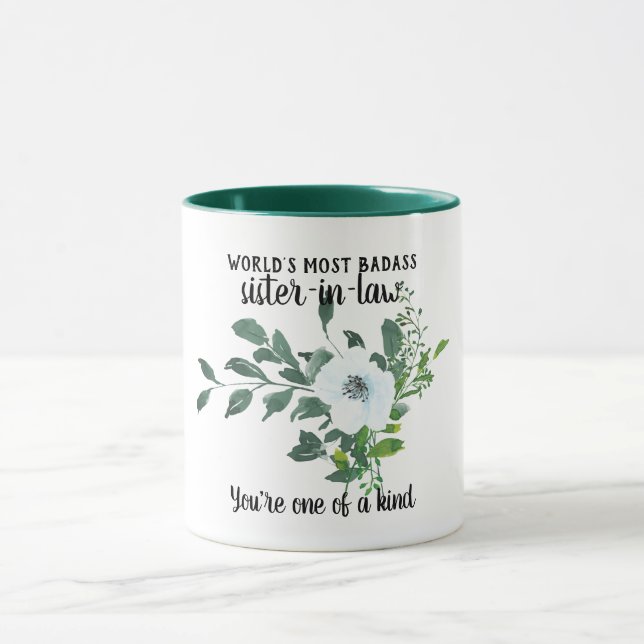 Taza Regalo de cuñada de BADASS - Una flor amable (Centro)
