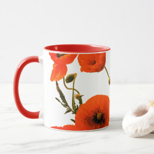 Taza Regalo de flores de amapola acuarela floral naranj
