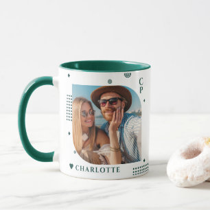 Taza Regalo de foto con monograma Nombre Minimalista Mo
