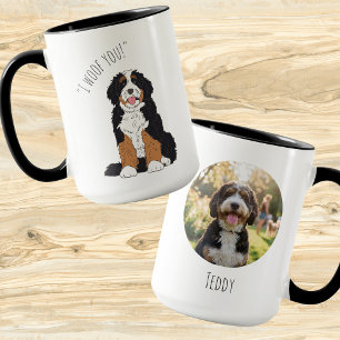 Taza Regalo de foto personalizada de Bernedoodle 'Te qu