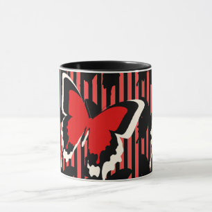Taza Regalo de franja de mariposa roja para inauguració