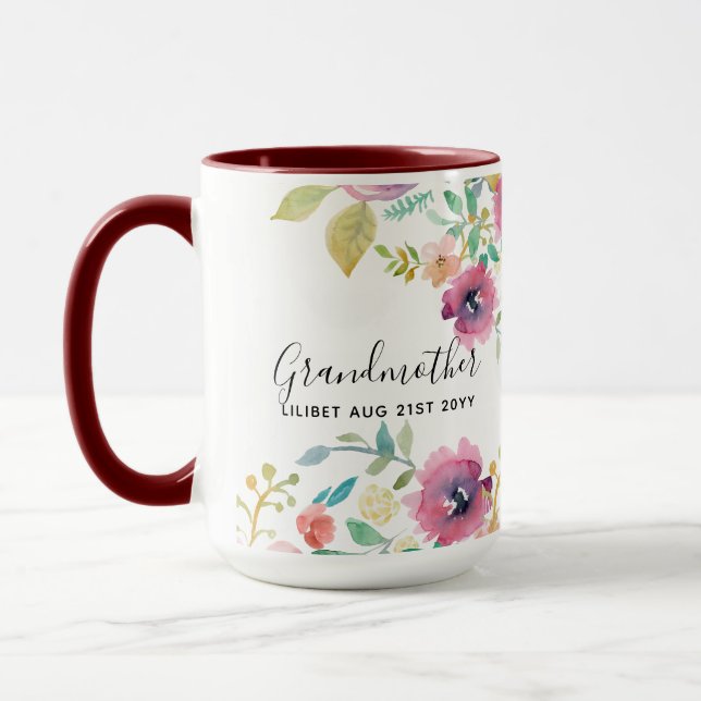 Taza Regalo de la abuela - Bonito Flores rosas (Izquierda)