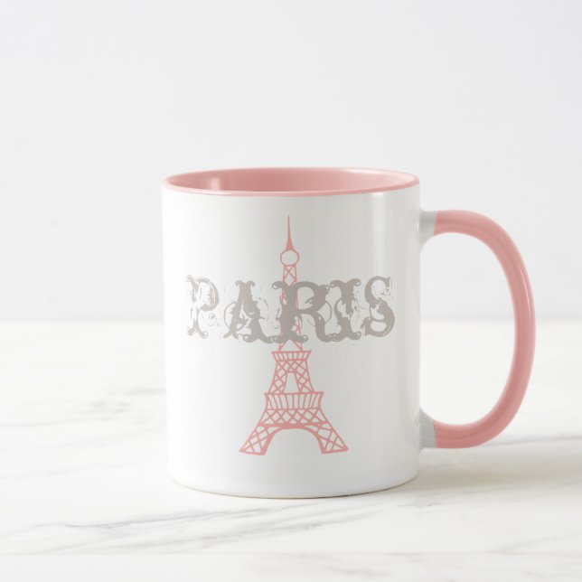 Taza Regalo de la torre Eiffel de París Rosa (Derecha)