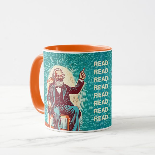 Taza Regalo de lombrices de Karl Marx (Anverso izquierdo)