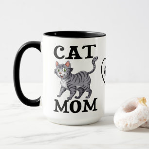 Taza Regalo de mamá gato lindo gato atigrado gris gatit