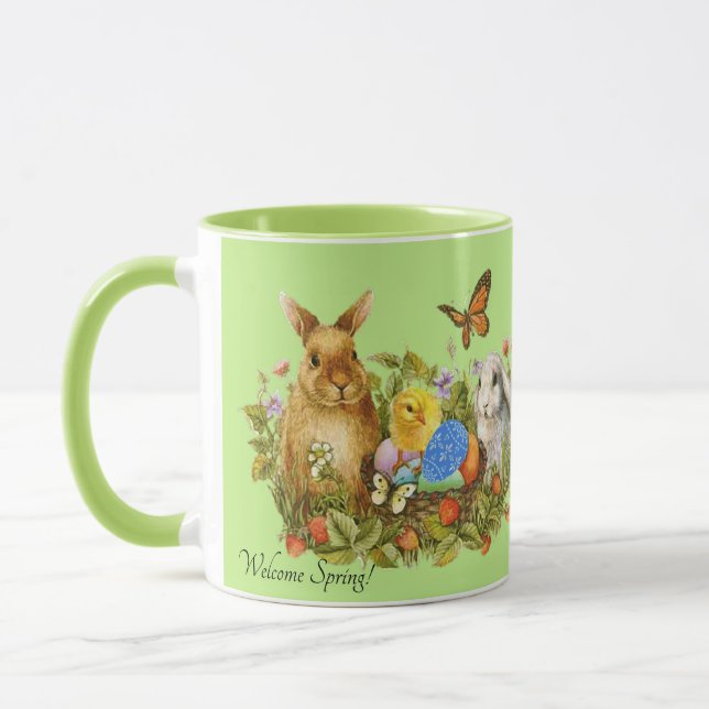 Taza Regalo de mariposa de pollo de huevo de primavera  (Izquierda)