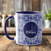 Regalo de Monograma Inicial Azul Elegante