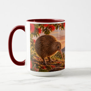 Taza Regalo de Navidad de Kiwi Bird Pohutukawa Nueva Ze