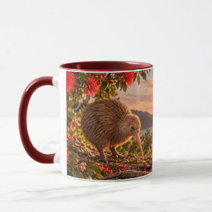 Taza Regalo de Navidad de Kiwi Bird Pohutukawa Nueva Ze