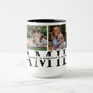 Taza Regalo de Navidad para Familia Collage de 4 fotos 
