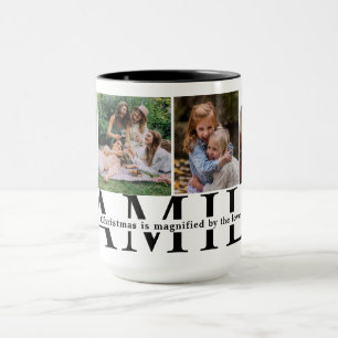 Taza Regalo de Navidad para Familia Collage de 4 fotos 