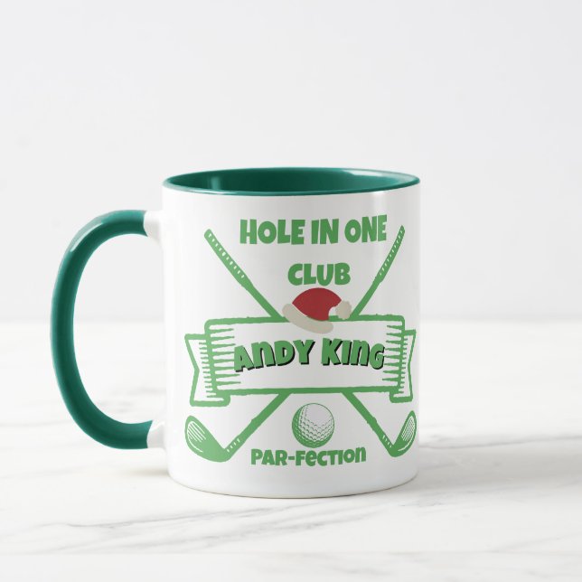 Taza Regalo de Navidades personalizados Golfer, nombre  (Izquierda)