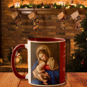Taza Regalo de Navidades religiosos de Madonna y niños