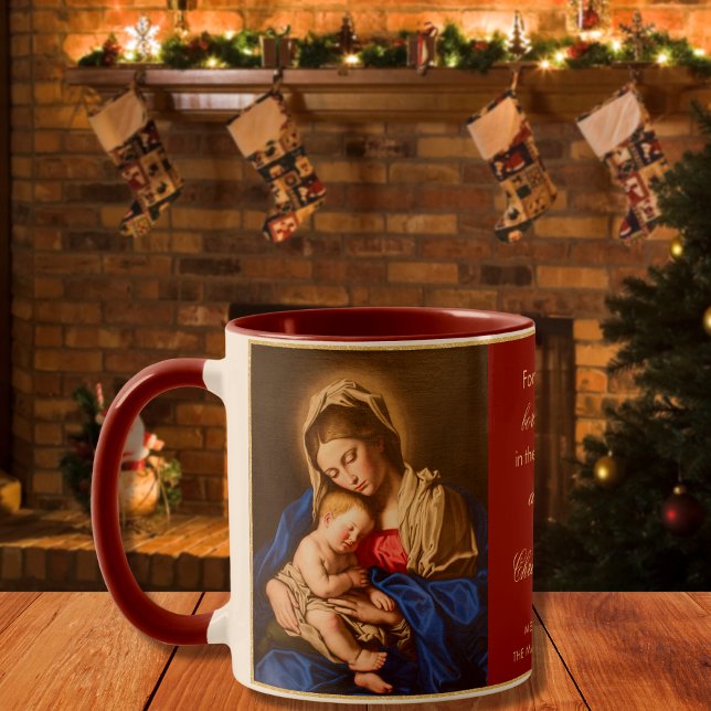 Taza Regalo de Navidades religiosos de Madonna y niños  (Madonna and Child coffee cup perfect as a Christmas gift for priests or any Catholics on your list.)