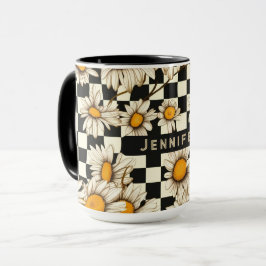 Taza Regalo de nombre de tablero de damas de margarita 