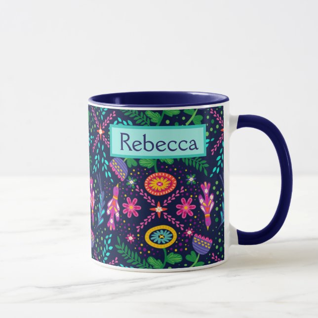 Taza Regalo de nombre personalizado de arte folclórico  (Derecha)