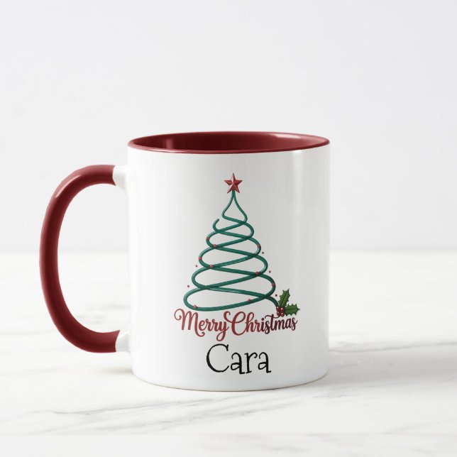Taza Regalo de nombre personalizado de navidad personal (Izquierda)