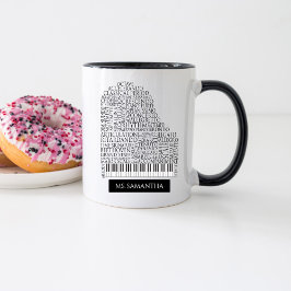Taza Regalo de nubes de palabras para piano para profes