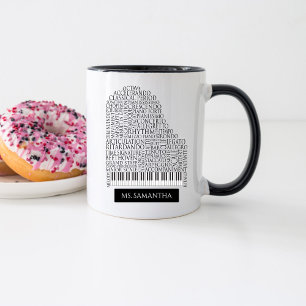 Taza Regalo de nubes de palabras para piano para profes