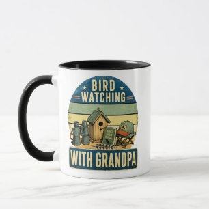 Taza Regalo de observación de aves para abuelo Vintage