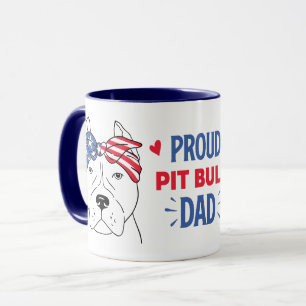 Taza Regalo de Papá Pitbull Cachorro Patriótico Pit Bul
