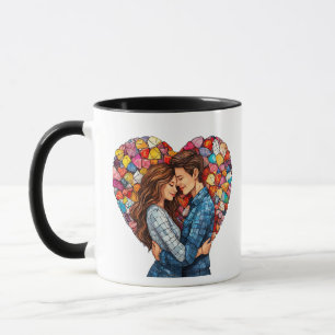 Taza 💖 Regalo de Pareja Romántica Abrazando con Frase 