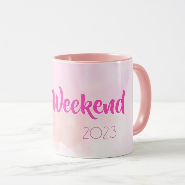 Taza Regalo de Personalizado de diversión de color rosa (Anverso derecho)