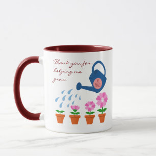 Taza Regalo de planta de flor crece gracias maestro