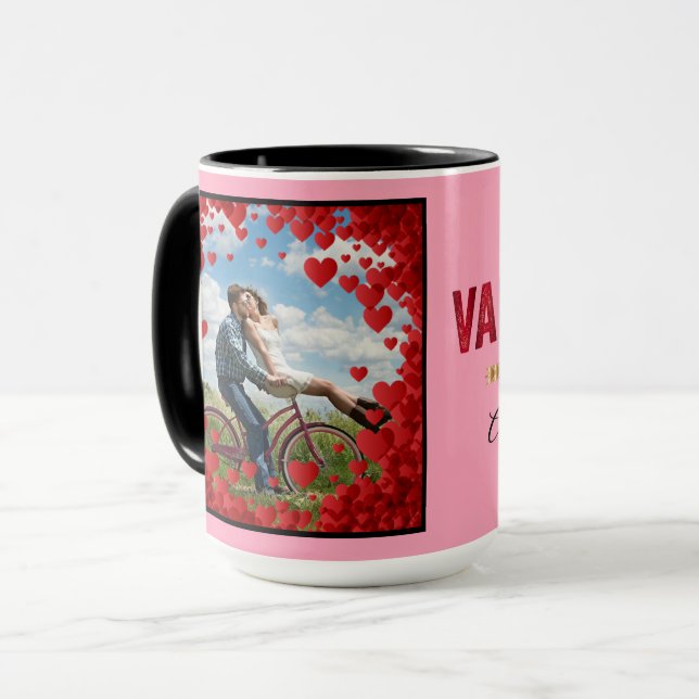 Taza Regalo de PLANTILLA de fotos de Valentine Heart Pe (Anverso izquierdo)