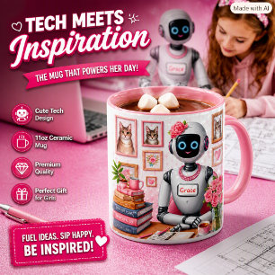 Taza Regalo de Robotica de Chica Tech de Robot de IA Ro