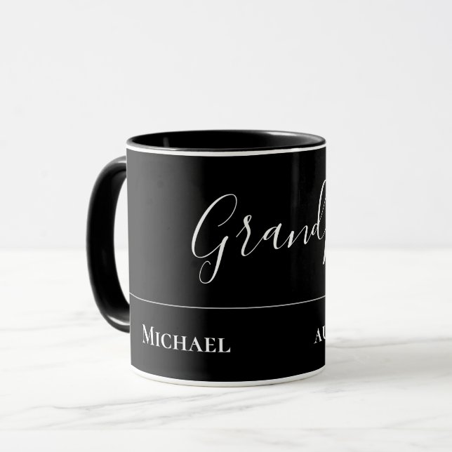 Taza Regalo del abuelo - Negro Jet moderno personalizad (Anverso izquierdo)