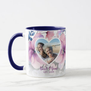 Taza Regalo del Día de la Madre con foto floral de colo