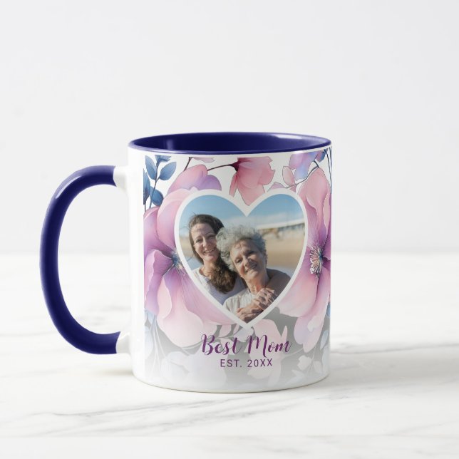 Taza Regalo del Día de la Madre con foto floral de colo (Izquierda)