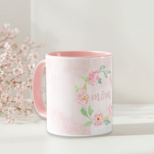 Taza Regalo del Día de la Madre Floral Rosa Acuarela Ro