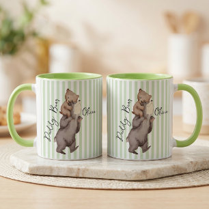 Taza Regalo Del Día Del Padre Oso Papá Rayado Para