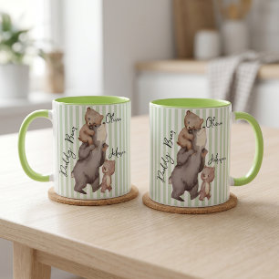 Taza Regalo Del Día Del Padre Oso Papá Rayado Para